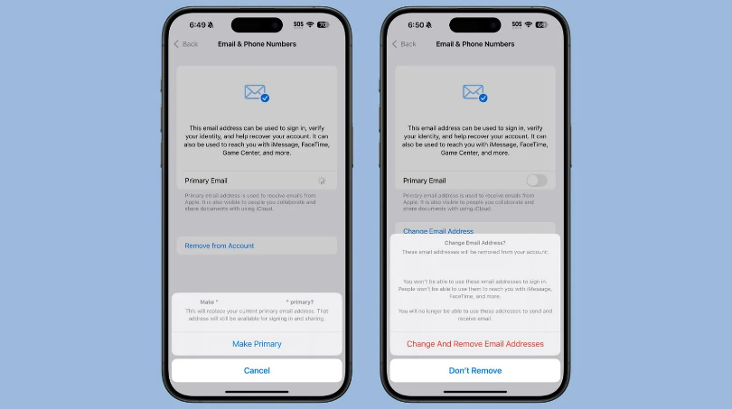 内蒙古苹果手机维修分享苹果 iOS 18.1 支持设置“主要”邮箱地址并更改 iCloud 邮箱 